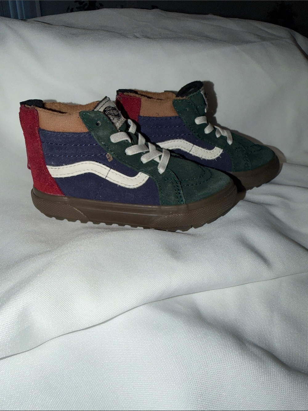 Vans Kids High-Top Sneakers - Green/Navy/Red/Brown size 8